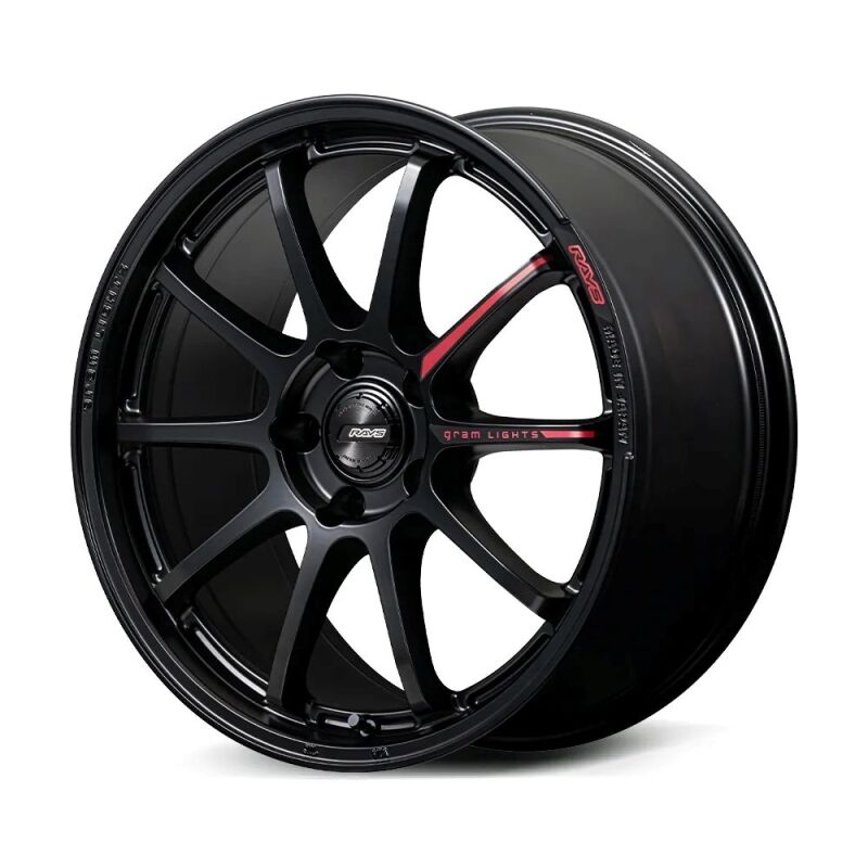 Gram Lights 57NR LIMITED II 18x9.5 +38 5-100 Semigloss Black Wheel w/ Black Cap/Stickers/Air Valve