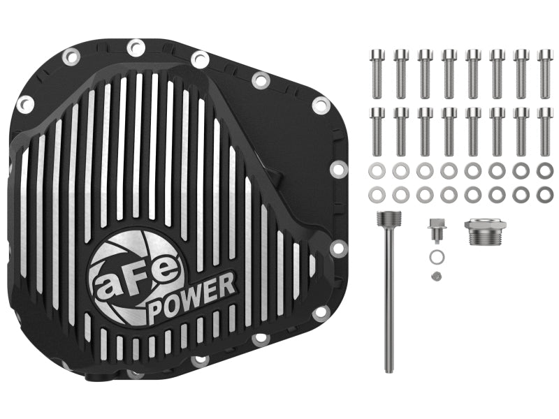 aFe POWER Pro Series Rear Diff Cover Black w/ Machined Fins Ford F-250/350 23-26 (Sterling 11.6)