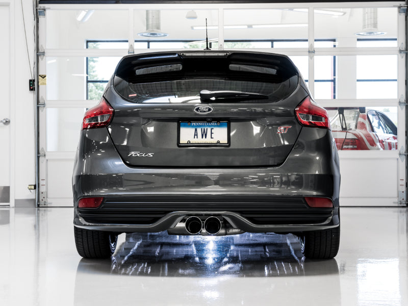 AWE Tuning Ford Focus ST Touring Edition Cat-Back Exhaust - Resonated - Chrome Silver Tips