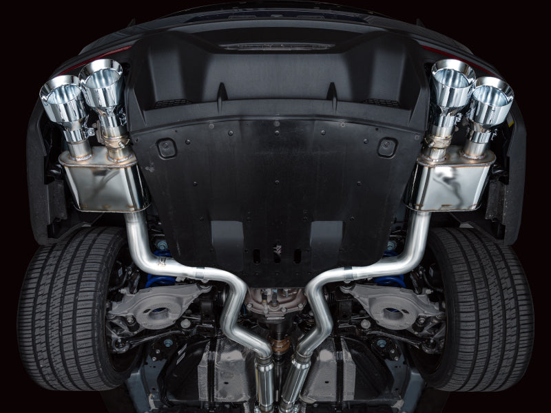 AWE 2024 Ford Mustang Dark Horse S650 RWD SwitchPath Cat-Back Exhaust w/ Quad Chrome Silver Tips