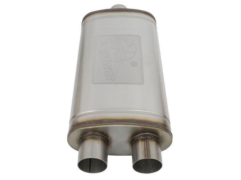 aFe MACHForce XP SS Muffler 3in Center Inlet / 3in Offset Outlet 22in L x 11in W x 6in H Body