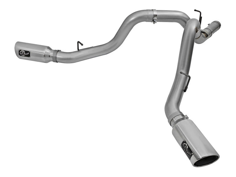 aFe LARGE Bore HD 4in Dual DPF-Back SS Exhaust w/Polished Tip 16-17 GM Diesel Truck V8-6.6L (td) LML