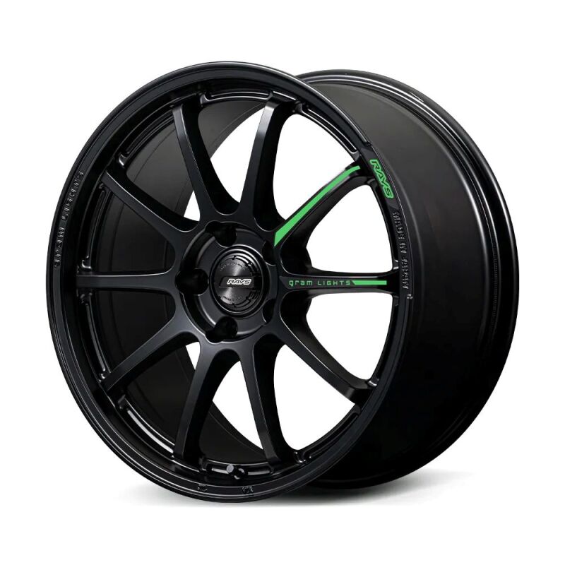 Gram Lights 57NR LIMITED II 18x9.5 +45 5-100 Semigloss Black Wheel w/ Black Cap/Stickers/Air Valve