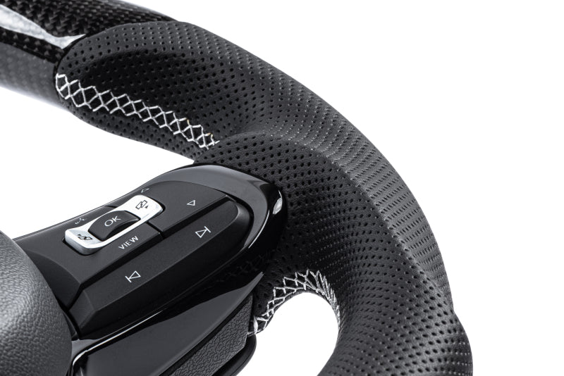 APR 15-26 Volkswagen Golf R/GTI/Jetta (MK7) Carbon Fiber/Silver Stitch Steering Wheel (Non Paddles)