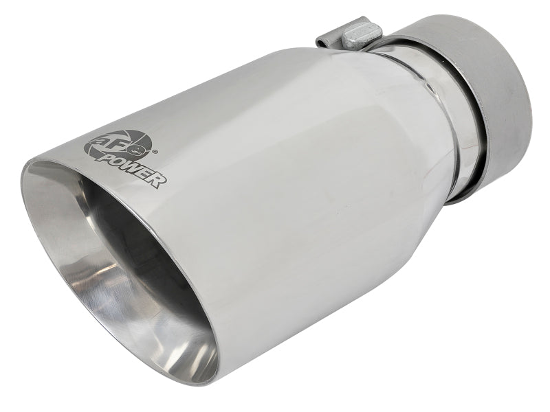 aFe MACH Force-Xp Univ 304 SS Double-Wall Clamp-On Exhaust Tip - Polished - 3in Inlet - 4.5in Outlet