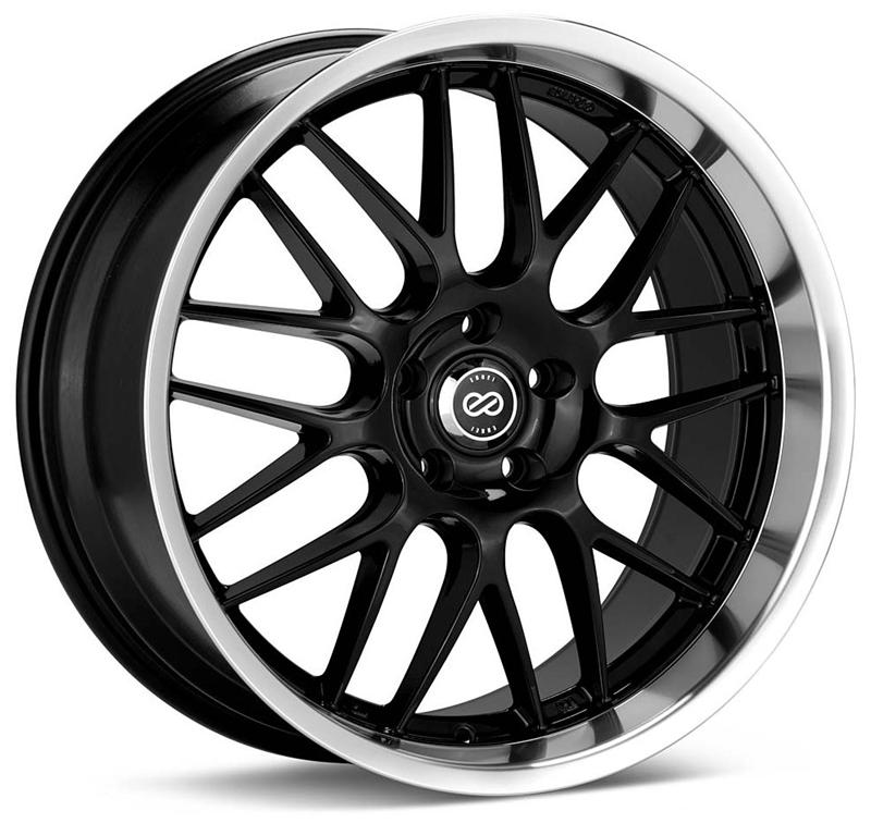 Enkei Lusso 18x7.5 42mm Offset 5x110 Bolt Pattern 72.6 Bore Dia Black w/ Machined Lip Wheel