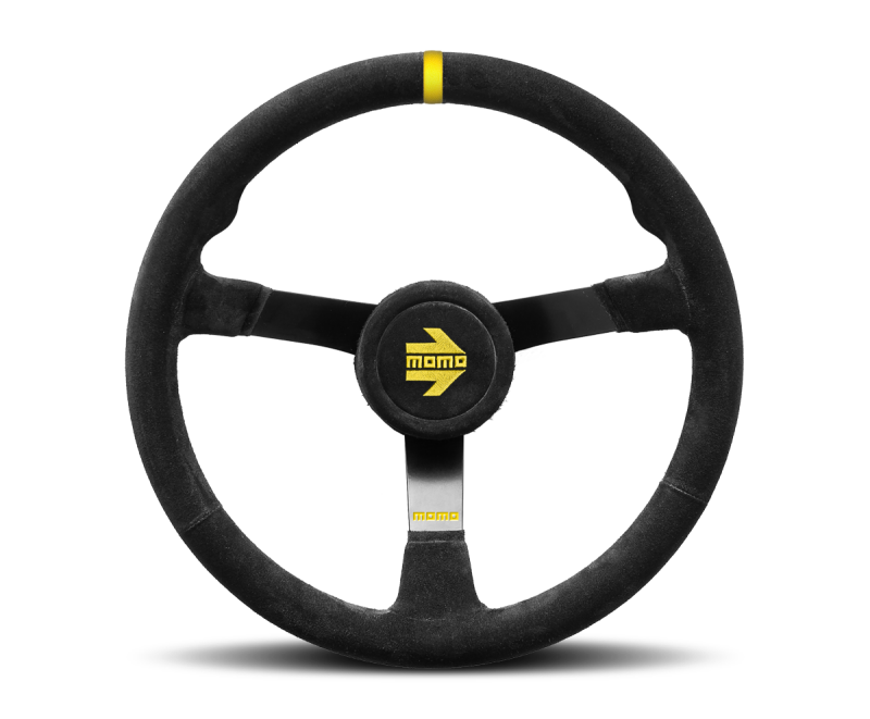 Momo MOD07 Steering Wheel 350 mm - Black Leather/Black Spokes/1 Stripe