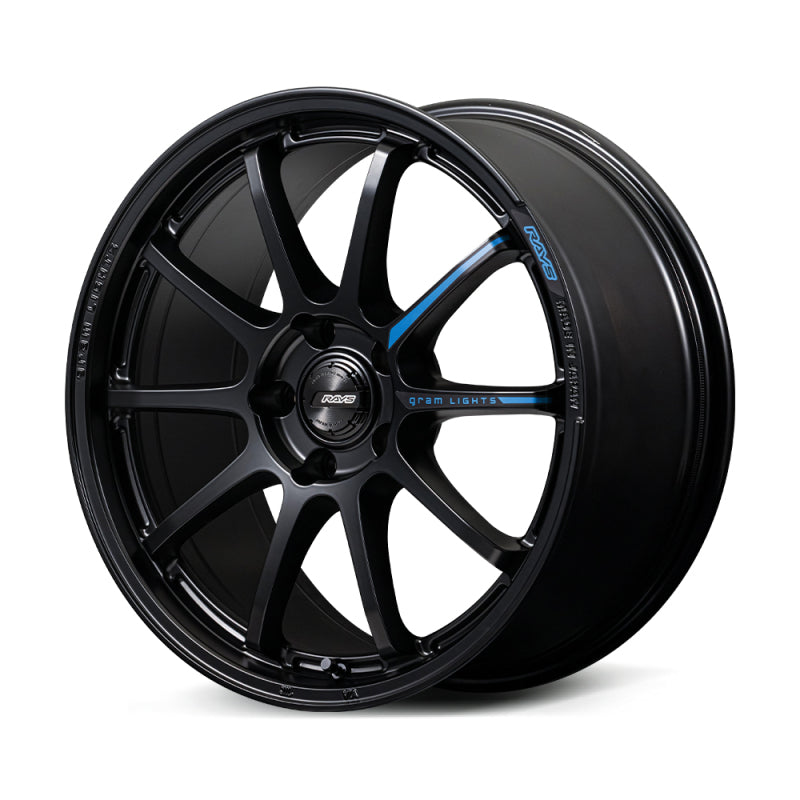 Gram Lights 57NR LIMITED II 17x7.0 +47 4-100 Semigloss Black Wheel w/ Black Cap/Stickers/Air Valve